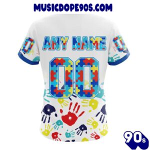 NFL New England Patriots Custom Name Number Autism Awareness Hands T-Shirt 1 NFL New England Patriots Custom Name Number Autism Awareness Hands T-Shirt