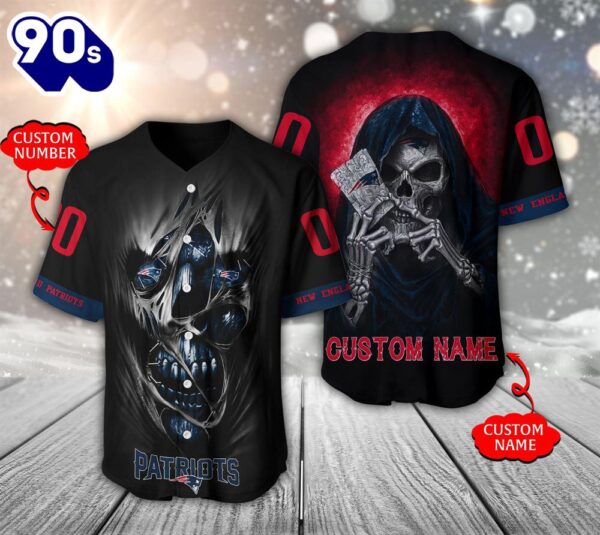 NFL New England Patriots Scary Halloween Personalized Baseball Jersey