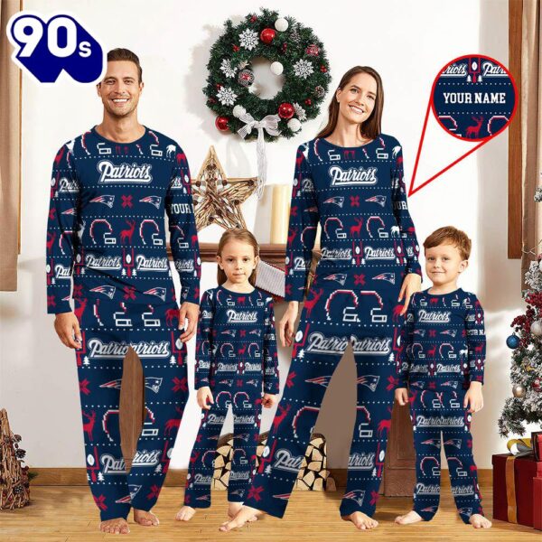 NFL Family Pajama Set,  NFL New England Patriots Sport Pajamas Custom Your Name