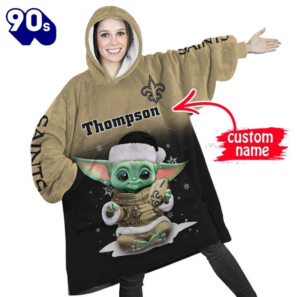 NFL New Orleans Saints Baby Yoda Custom Huggle Hoodie NFL New Orleans Saints Baby Yoda Custom Huggle Hoodie