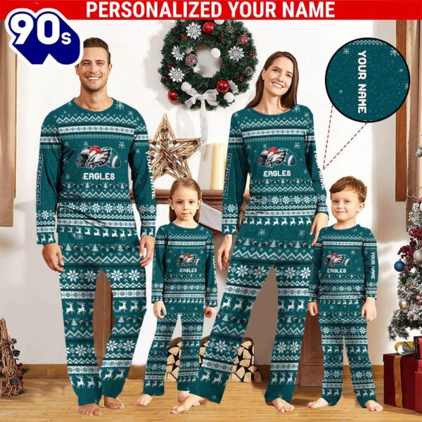 NFL Family Pajama Set,  NFL Philadelphia Eagles Team Pajamas Personalized Your Name