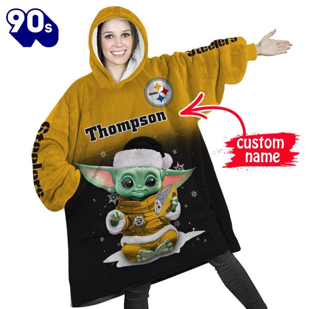 NFL Pittsburgh Steelers Baby Yoda Custom Huggle Hoodie NFL Pittsburgh Steelers Baby Yoda Custom Huggle Hoodie