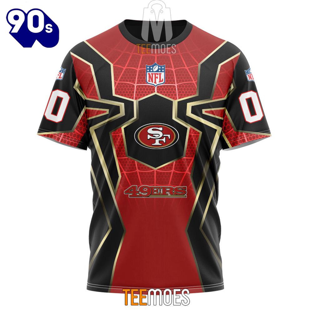NFL San Francisco 49ers Custom Name Number Spider Man T-Shirt NFL San Francisco 49ers Custom Name Number Spider Man T-Shirt