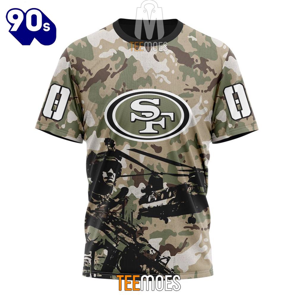 NFL San Francisco 49ers Custom Name Number Veteran Salute To Service T-Shirt NFL San Francisco 49ers Custom Name Number Veteran Salute To Service T-Shirt