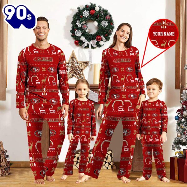 NFL Family Pajama Set,  NFL San Francisco 49ers Sport Pajamas Custom Your Name