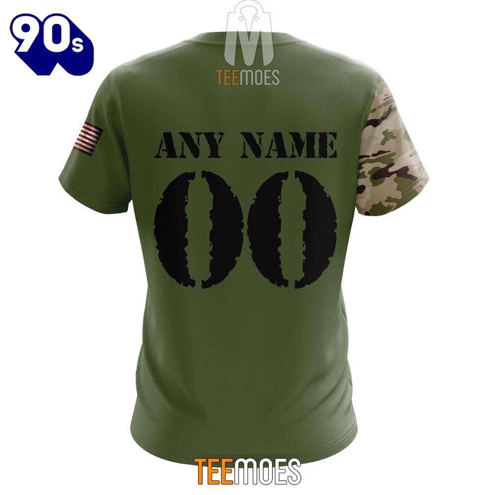 NFL Seattle Seahawks Custom Name Number Green Camo US Military T-Shirt NFL Seattle Seahawks Custom Name Number Green Camo US Military T-Shirt