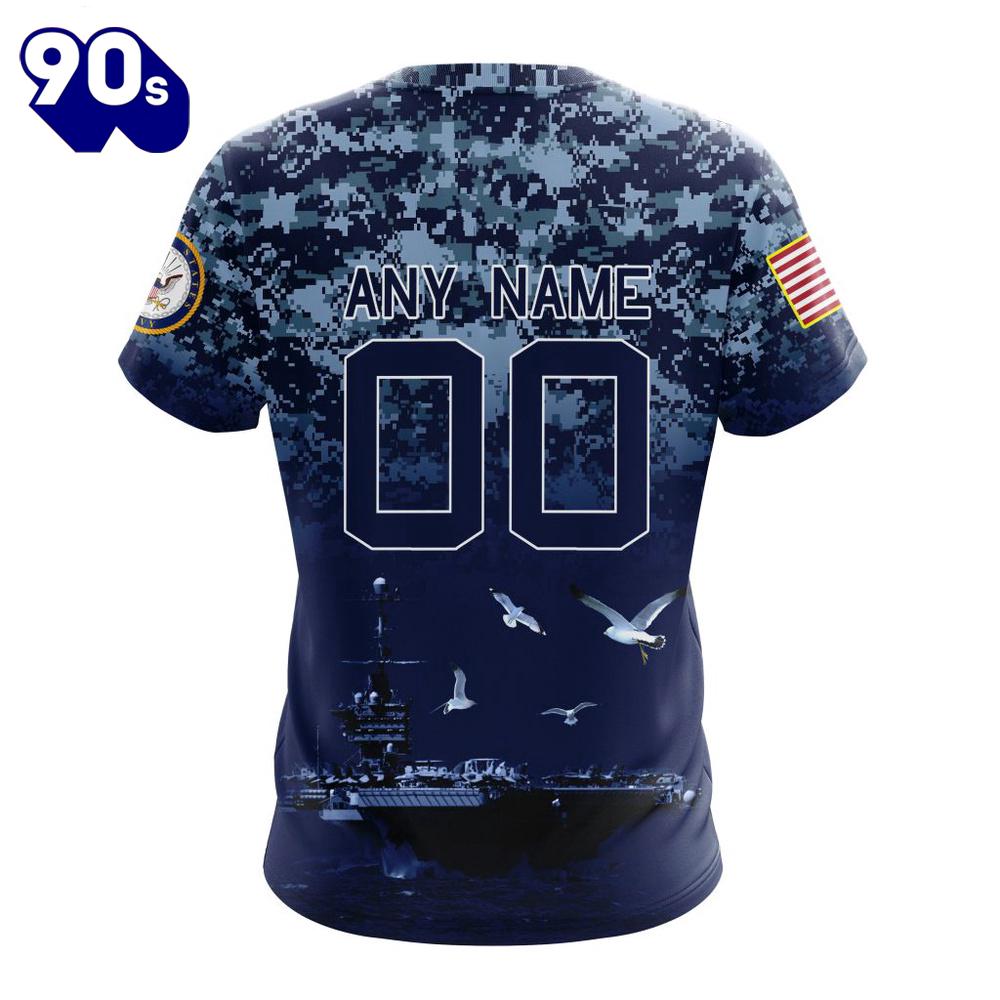 NFL Seattle Seahawks Custom Name Number Honor US Navy Veterans T-Shirt NFL Seattle Seahawks Custom Name Number Honor US Navy Veterans T-Shirt