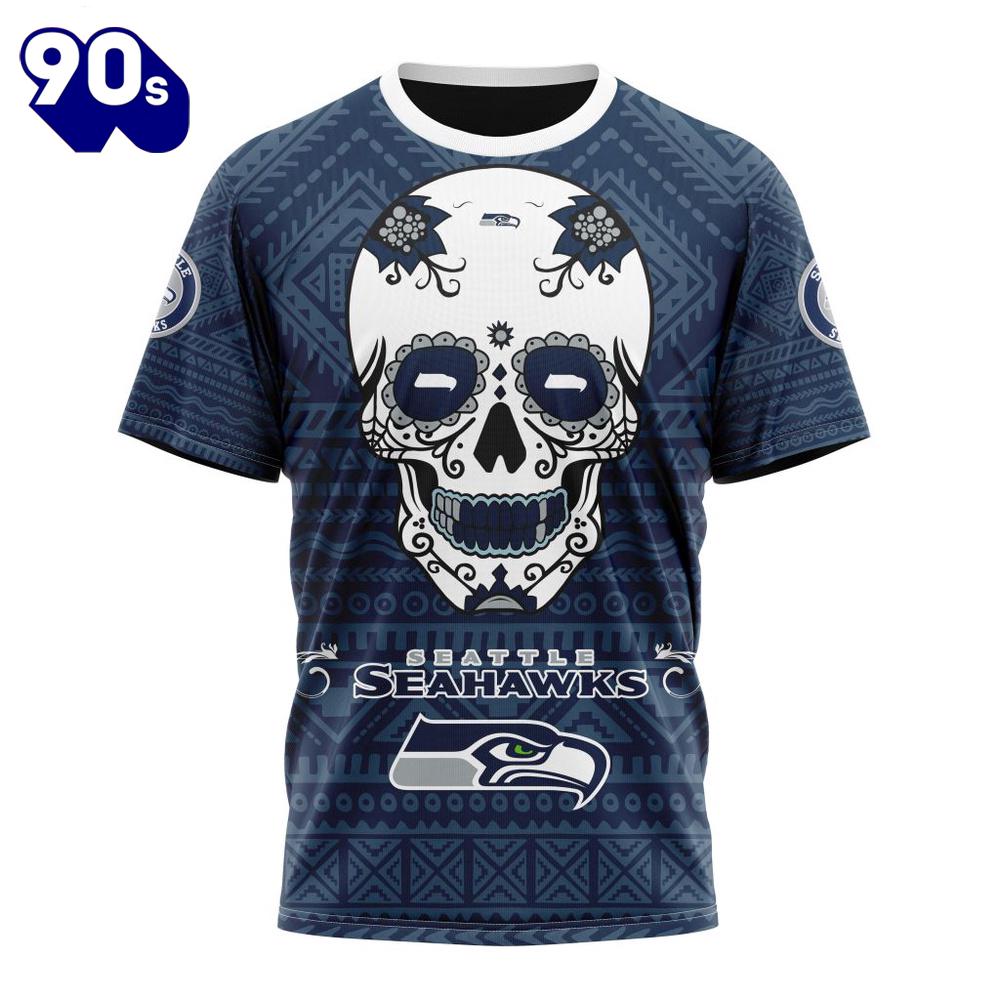 NFL Seattle Seahawks Custom Name Number Kits For Dia De Muertos T-Shirt NFL Seattle Seahawks Custom Name Number Kits For Dia De Muertos T-Shirt