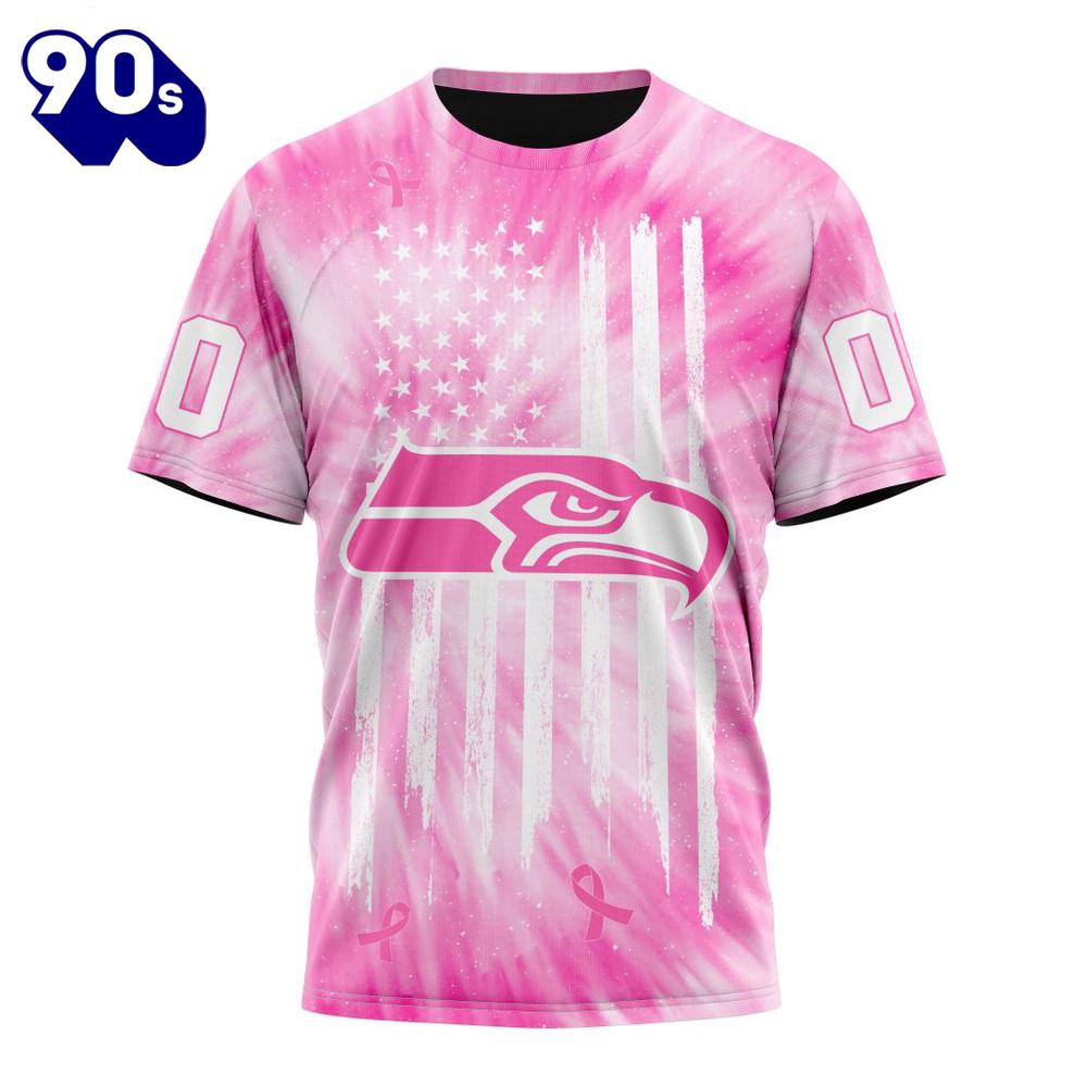 NFL Seattle Seahawks Custom Name Number Pink Tie-Dye T-Shirt NFL Seattle Seahawks Custom Name Number Pink Tie-Dye T-Shirt