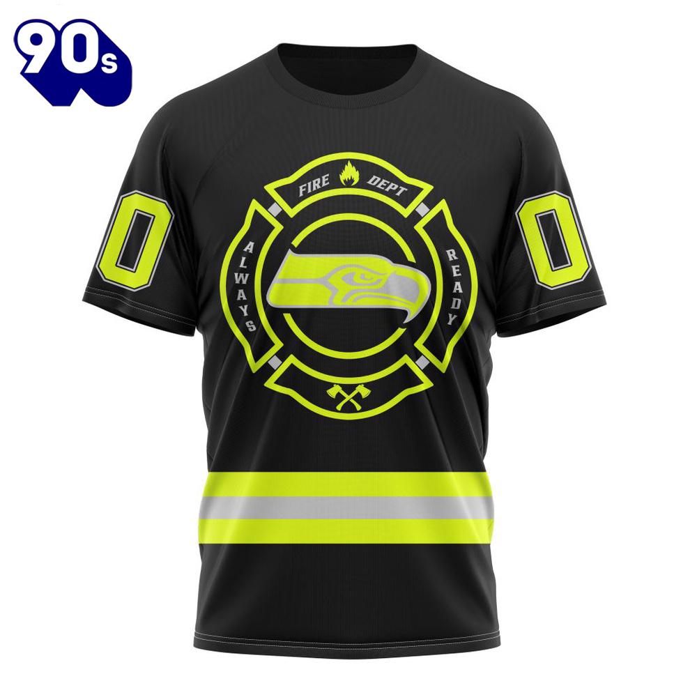 NFL Seattle Seahawks Custom Name Number Special FireFighter Uniform T-Shirt NFL Seattle Seahawks Custom Name Number Special FireFighter Uniform T-Shirt
