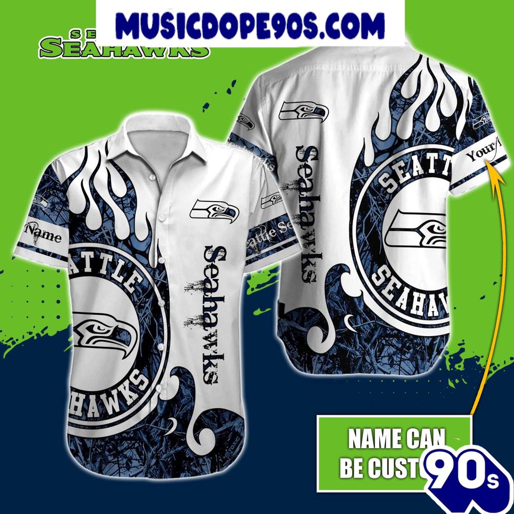 NFL Seattle Seahawks Custom Name Realtree Hunting Hawaiian Shirt NFL Seattle Seahawks Custom Name Realtree Hunting Hawaiian Shirt