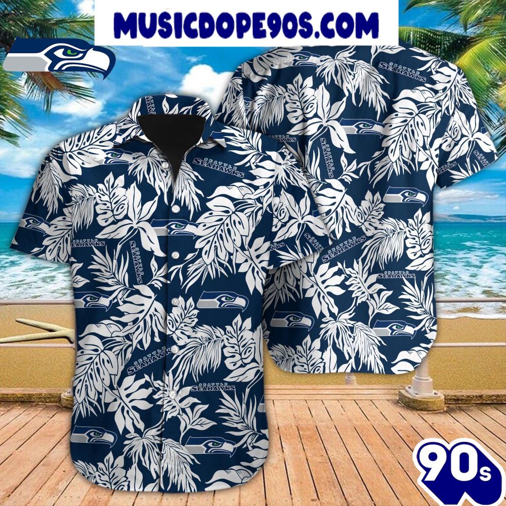 NFL Seattle Seahawks Tropical Leafs Hawaiian Shirt NFL Seattle Seahawks Tropical Leafs Hawaiian Shirt