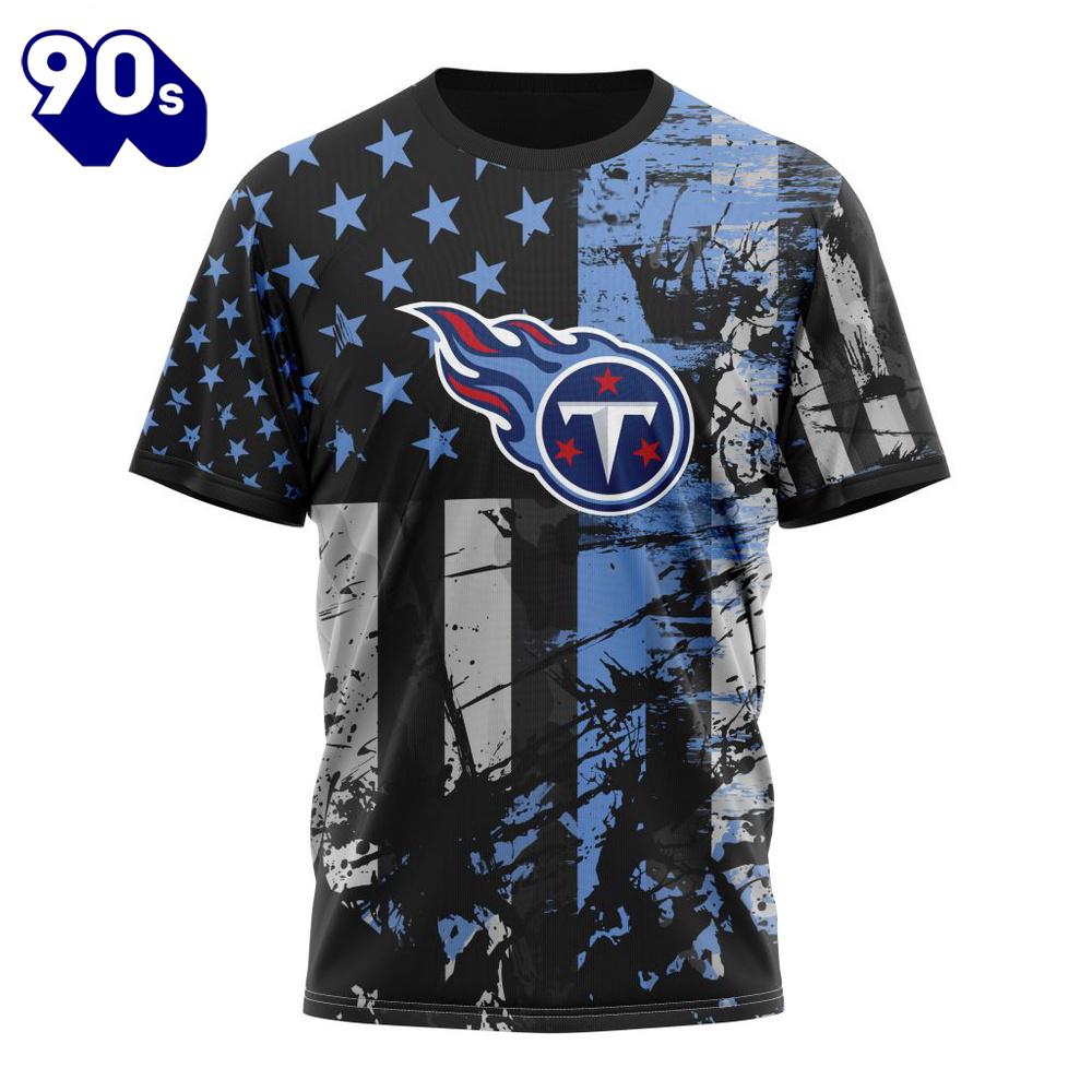 NFL Tennessee Titans Custom Name Number Classic Grunge American Flag T-Shirt NFL Tennessee Titans Custom Name Number Classic Grunge American Flag T-Shirt