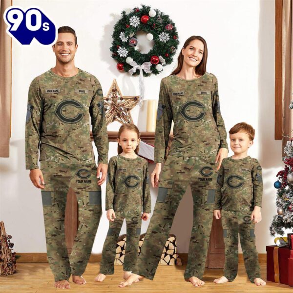NFL Family Pajama Set,  NFL Vetaran Day Cutsom Chicago Bears Sport Camo Uniform Pajamas