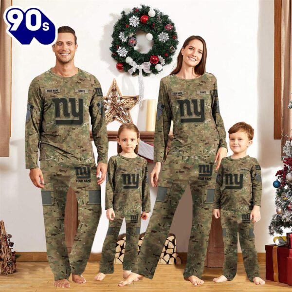 NFL Family Pajama Set,  NFL Vetaran Day Cutsom New York Giants Sport Camo Uniform Pajamas