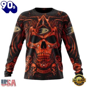 NHL Anaheim Ducks Special Design Halloween With Skull Art Hoodie, T Shirt , Trending NHL 3D Tee Nhl Anaheim Ducks Special Design Halloween With Skull Art Hoodie T Shirt 3