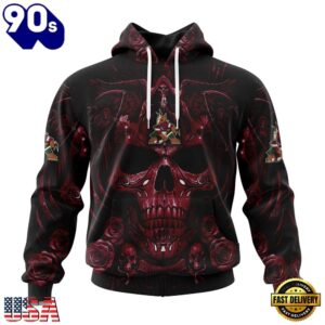NHL Arizona Coyotes Special Design Halloween With Skull Art Hoodie, T Shirt , Trending NHL 3D Tee Nhl Arizona Coyotes Special Design Halloween With Skull Art Hoodie T Shirt 1