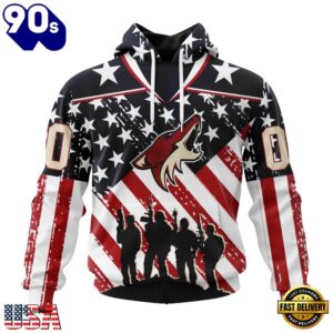 NHL Arizona Coyotes Specialized Kits For Honor USS Military Hoodie, T Shirt , Trending NHL 3D Tee Nhl Arizona Coyotes Specialized Kits For Honor Uss Military Hoodie T Shirt 1