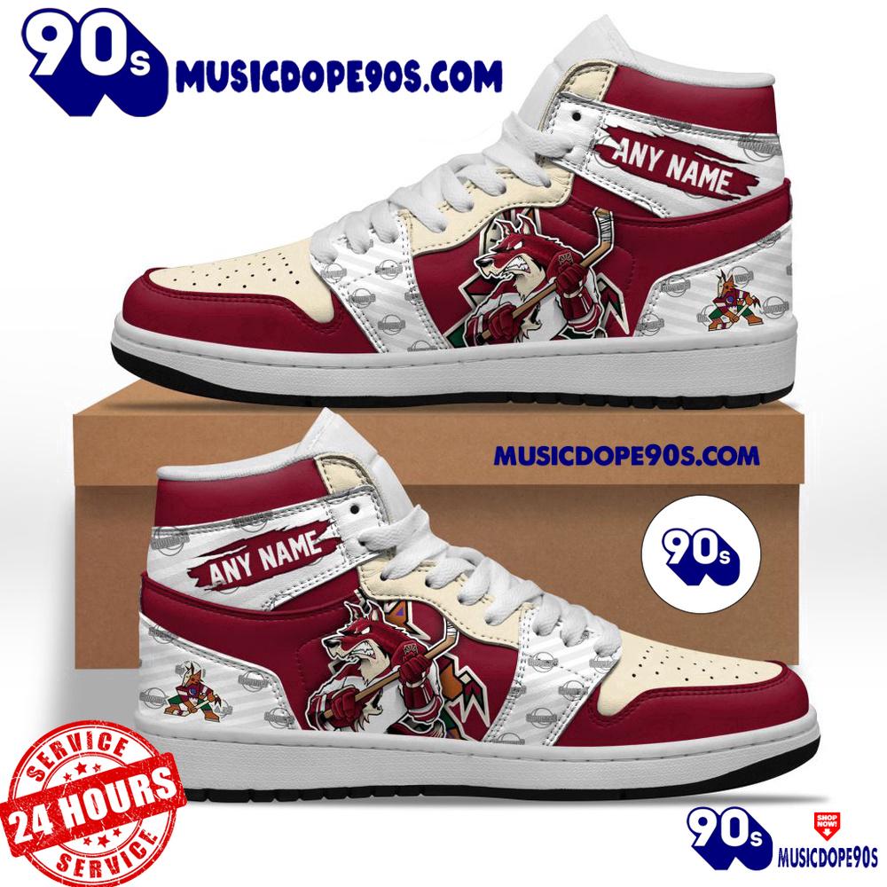NHL Arizona Coyotes With Team Mascot Customized Air Jordan 1 Sneaker NHL Arizona Coyotes With Team Mascot Customized Air Jordan 1 Sneaker