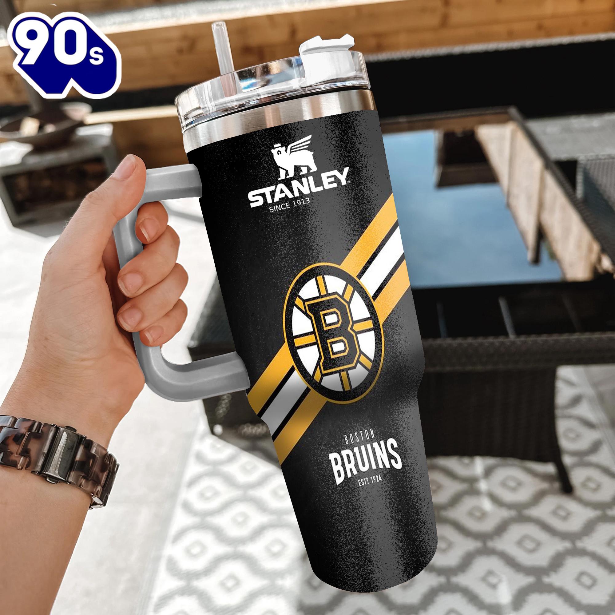 NHL Boston Bruins Custom Stanley Quencher 40oz Stainless Steel Tumbler With Handle - NHL Tumbler 40oz NHL Boston Bruins Custom Stanley Quencher 40oz Stainless Steel Tumbler With Handle - NHL Tumbler 40oz