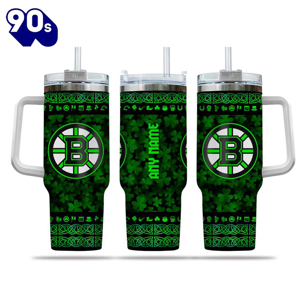 NHL Boston Bruins Happy St. Patrick's Day Custom Stanley Quencher 40oz Stainless Steel Tumbler With Handle - NHL Tumbler 40oz NHL Boston Bruins Happy St. Patrick's Day Custom Stanley Quencher 40oz Stainless Steel Tumbler With Handle - NHL Tumbler 40oz