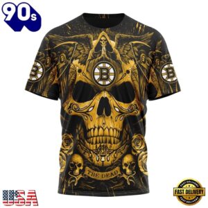 NHL Boston Bruins Special Design Halloween With Skull Art Hoodie, T Shirt , Trending NHL 3D Tee Nhl Boston Bruins Special Design Halloween With Skull Art Hoodie T Shirt 4