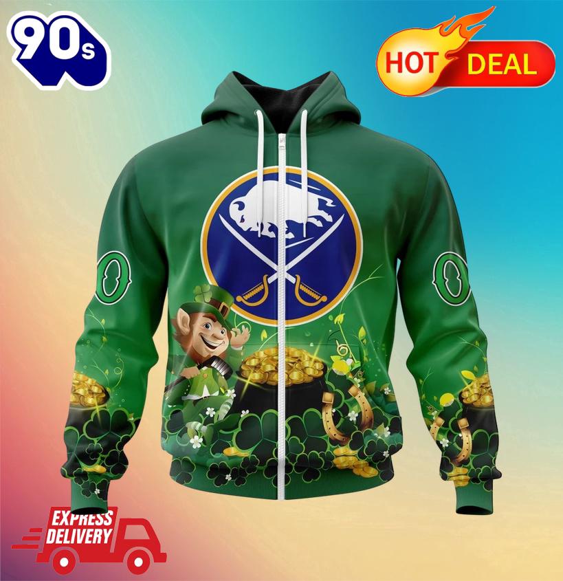 NHL Buffalo Sabres Special Design For St. Patrick's Day Zipper Hoodie NHL Buffalo Sabres Special Design For St. Patrick's Day Zipper Hoodie