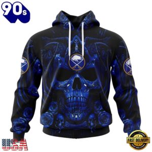 NHL Buffalo Sabres Special Design Halloween With Skull Art Hoodie, T Shirt , Trending NHL 3D Tee Nhl Buffalo Sabres Special Design Halloween With Skull Art Hoodie T Shirt 1