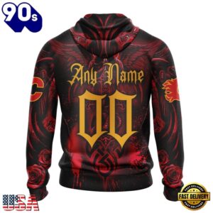 NHL Calgary Flames Special Design Halloween With Skull Art Hoodie, T Shirt , Trending NHL 3D Tee Nhl Calgary Flames Special Design Halloween With Skull Art Hoodie T Shirt 2