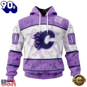 NHL Calgary Flames Special Lavender Fight Cancer Hoodie, T Shirt , Trending NHL 3D Tee Nhl Calgary Flames Special Lavender Fight Cancer Hoodie T Shirt 1