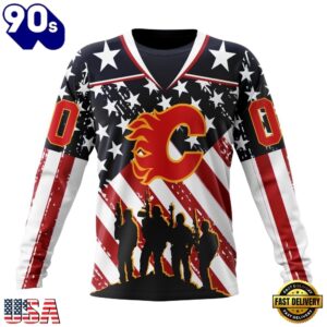 NHL Calgary Flames Specialized Kits For Honor USS Military Hoodie, T Shirt , Trending NHL 3D Tee Nhl Calgary Flames Specialized Kits For Honor Uss Military Hoodie T Shirt 3