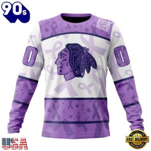 NHL Chicago Blackhawks Special Lavender Fight Cancer Hoodie, T Shirt , Trending NHL 3D Tee Nhl Chicago Blackhawks Special Lavender Fight Cancer Hoodie T Shirt 4