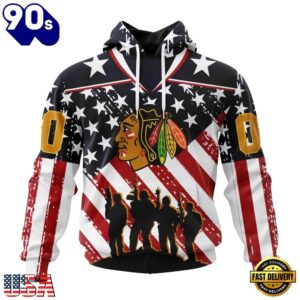 NHL Chicago BlackHawks Specialized Kits For Honor USS Military Hoodie, T Shirt , Trending NHL 3D Tee Nhl Chicago Blackhawks Specialized Kits For Honor Uss Military Hoodie T Shirt 1