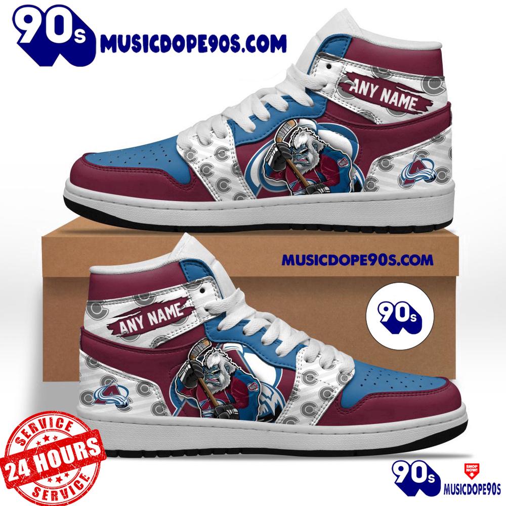 NHL Colorado Avalanche With Team Mascot Customized Air Jordan 1 Sneaker NHL Colorado Avalanche With Team Mascot Customized Air Jordan 1 Sneaker