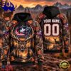 NHL Columbus Blue Jackets 2026 Personalized Hunting Camo Design Hoodie, Trending NHL 3D Tee