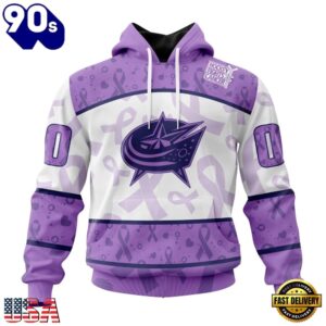NHL Columbus Blue Jackets Special Lavender Fight Cancer Hoodie, T Shirt , Trending NHL 3D Tee Nhl Columbus Blue Jackets Special Lavender Fight Cancer Hoodie T Shirt 1
