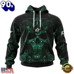 NHL Dallas Stars Special Design Halloween With Skull Art Hoodie, T Shirt , Trending NHL 3D Tee Nhl Dallas Stars Special Design Halloween With Skull Art Hoodie T Shirt 1