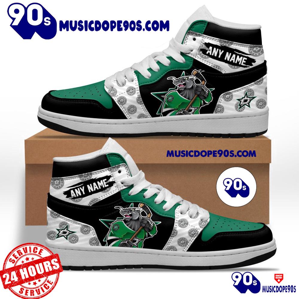 NHL Dallas Stars With Team Mascot Customized Air Jordan 1 Sneaker NHL Dallas Stars With Team Mascot Customized Air Jordan 1 Sneaker