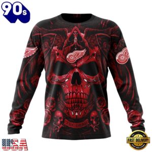 NHL Detroit Red Wings Special Design Halloween With Skull Art Hoodie, T Shirt , Trending NHL 3D Tee Nhl Detroit Red Wings Special Design Halloween With Skull Art Hoodie T Shirt 3