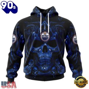 NHL Edmonton Oilers Special Design Halloween With Skull Art Hoodie, T Shirt , Trending NHL 3D Tee Nhl Edmonton Oilers Special Design Halloween With Skull Art Hoodie T Shirt 1