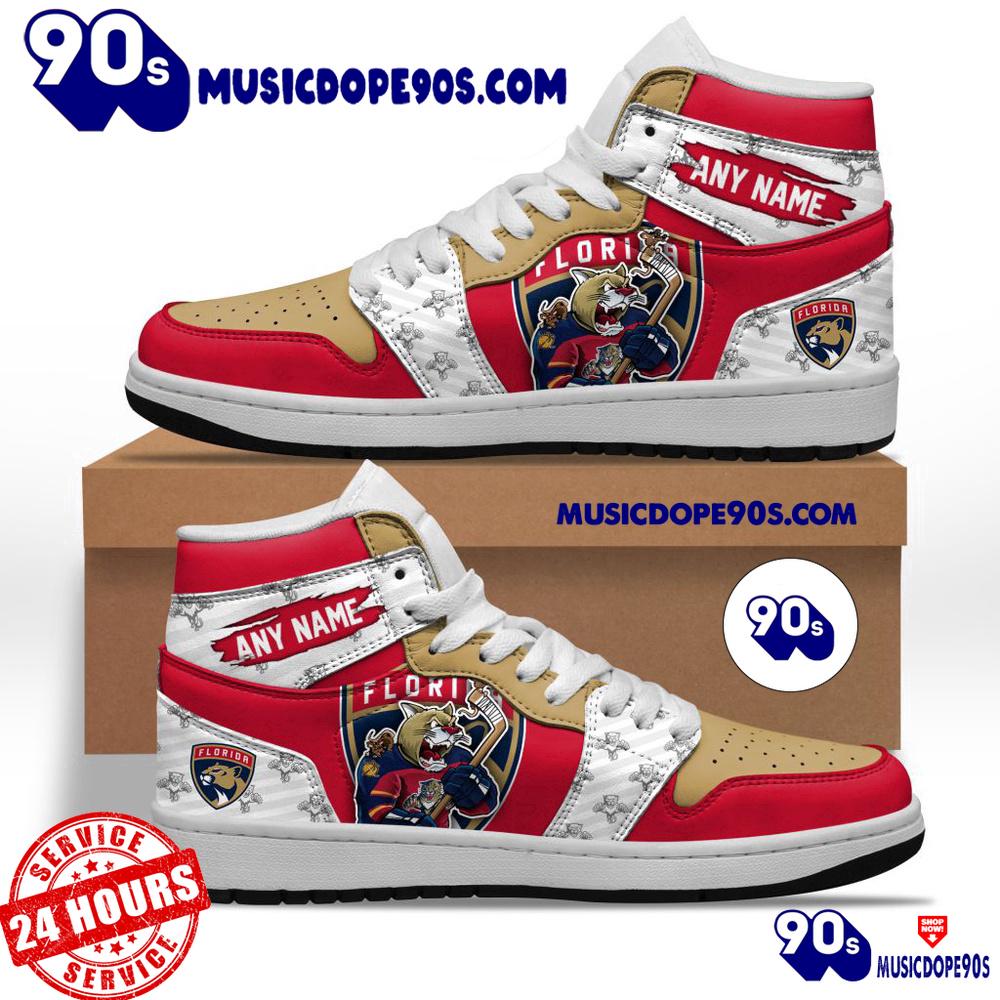 NHL Florida Panthers With Team Mascot Customized Air Jordan 1 Sneaker NHL Florida Panthers With Team Mascot Customized Air Jordan 1 Sneaker