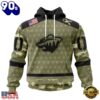 NHL Minnesota Wild Special Camo Military Appreciation Hoodie, T Shirt , Trending NHL 3D Tee