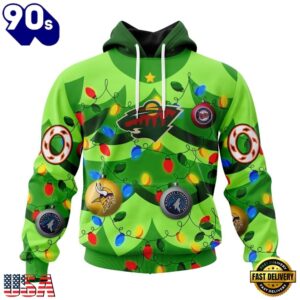 NHL Minnesota Wild Specialized Christmass Tree Color And City's Sport Teams Hoodie, T Shirt, Trending NHL 3D Tee Nhl Minnesota Wild Specialized Christmass Tree Color And City S Sport Teams Hoodie T Shirt 1
