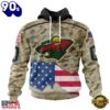 NHL Minnesota Wild Specialized Kits For United State With Camo Color Hoodie, T Shirt , Trending NHL 3D Tee