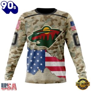 NHL Minnesota Wild Specialized Kits For United State With Camo Color Hoodie, T Shirt , Trending NHL 3D Tee Nhl Minnesota Wild Specialized Kits For United State With Camo Color Hoodie T Shirt 3