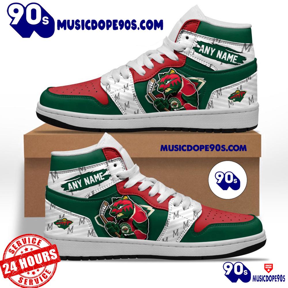 NHL Minnesota Wild With Team Mascot Customized Air Jordan 1 Sneaker NHL Minnesota Wild With Team Mascot Customized Air Jordan 1 Sneaker