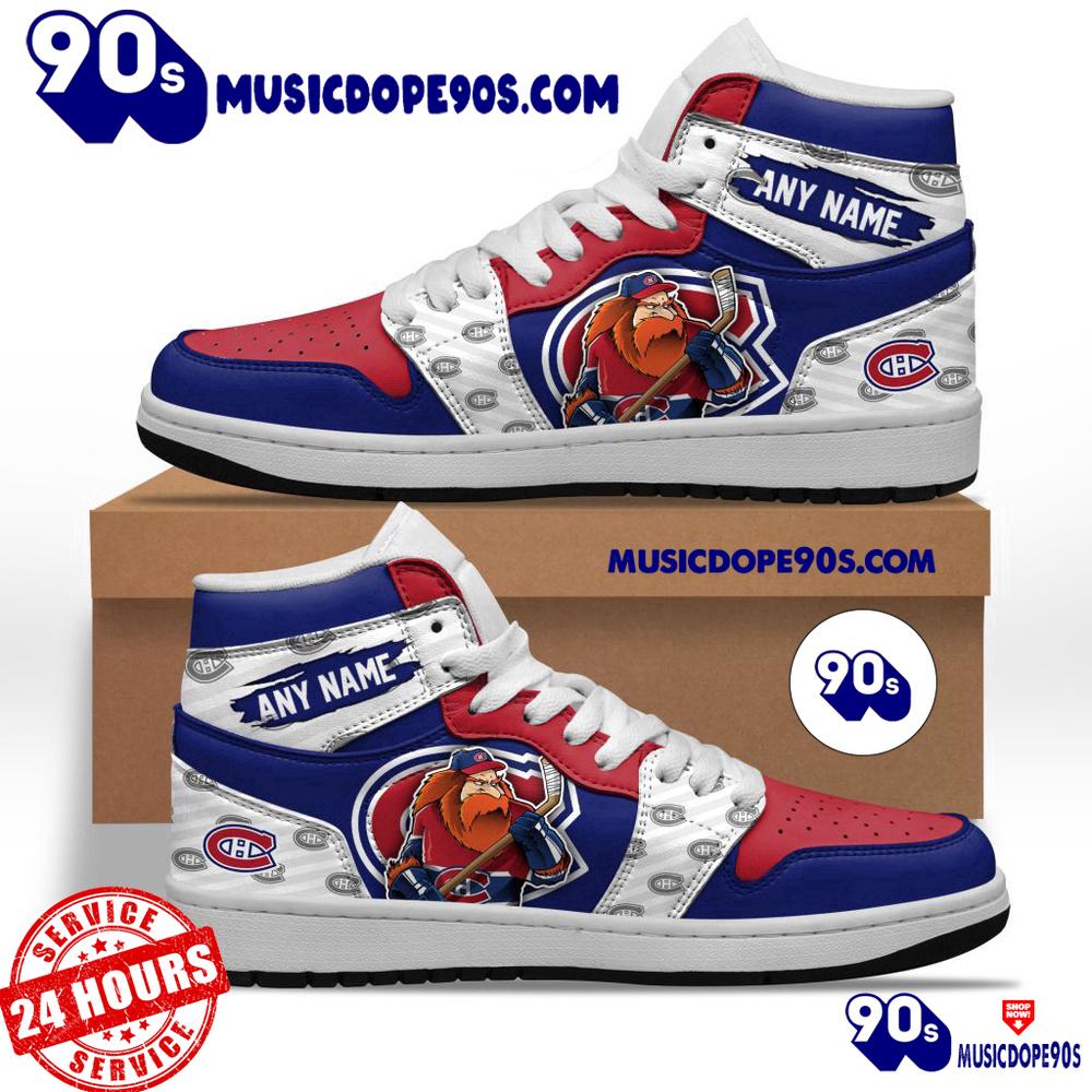 NHL Montreal Canadiens With Team Mascot Customized Air Jordan 1 Sneaker NHL Montreal Canadiens With Team Mascot Customized Air Jordan 1 Sneaker