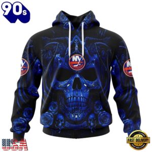 NHL New York Islanders Special Design Halloween With Skull Art Hoodie, T Shirt , Trending NHL 3D Tee Nhl New York Islanders Special Design Halloween With Skull Art Hoodie T Shirt 1