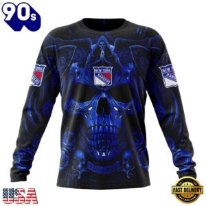 NHL New York Rangers Special Design Halloween With Skull Art Hoodie, T Shirt , Trending NHL 3D Tee Nhl New York Rangers Special Design Halloween With Skull Art Hoodie T Shirt 3
