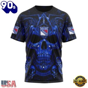 NHL New York Rangers Special Design Halloween With Skull Art Hoodie, T Shirt , Trending NHL 3D Tee Nhl New York Rangers Special Design Halloween With Skull Art Hoodie T Shirt 4